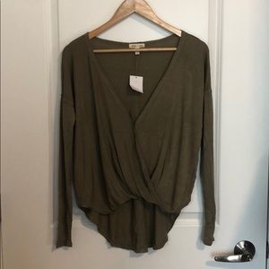 UO Olive Low-Cut Blouse